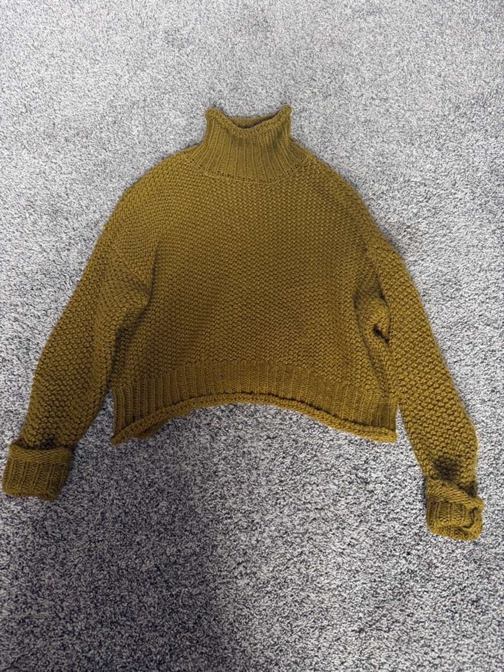 Forever 21 Olive Green Cropped Turtleneck Sweater